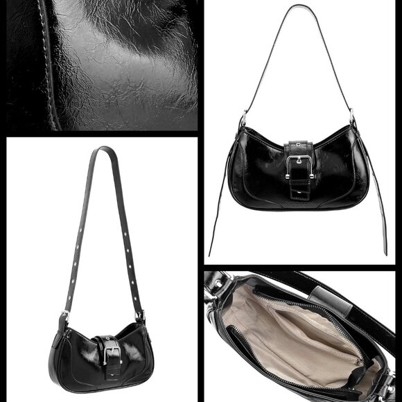 Elegant Vegan Leather Shoulder Bag: Compact & Stylish with Y2K Studded Details - Picture 6 of 9